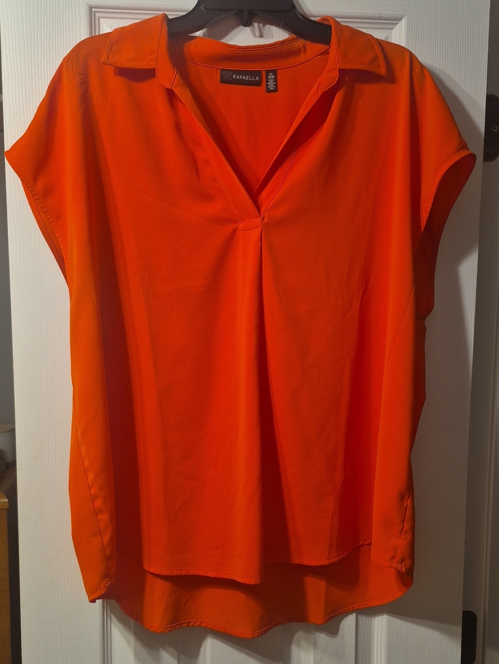 Rafaella Orange V-Neck Cap Sleeve Blouse
